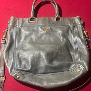Grey prada leather handbag
